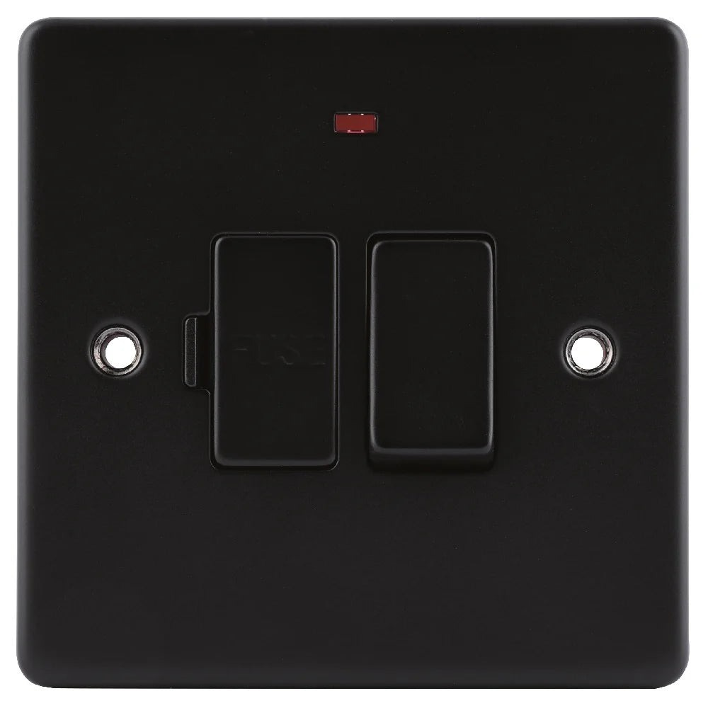 D-FS13DPN-MBM 13A Switched Fused Spur with Neon Metal Insert Matt Black